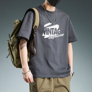 Men's Solid Color Short-Sleeved Cotton T-Shirt - Cartoon Pattern My Store