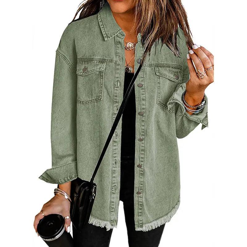 Denim Lapel Top - MRC STORE