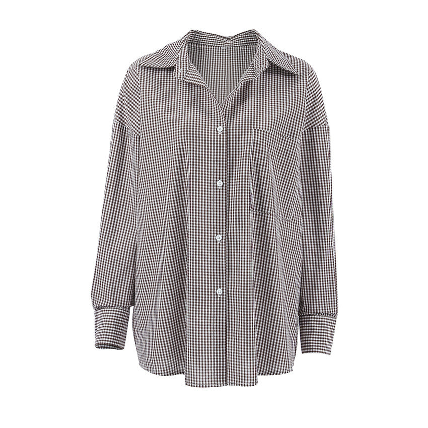 Women’s Plaid Shirt - Loose Cotton 65cm Fit My Store
