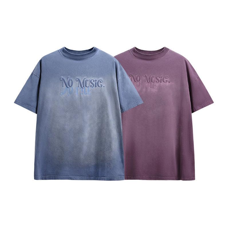 Men's T-Shirt Dyed 3D Letter Print – Vibrant Street Style for Youth - MRC STORE