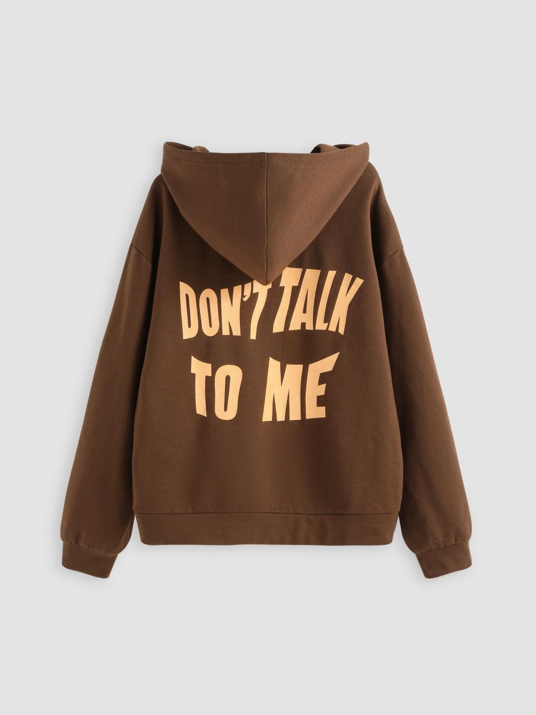 Don't Talk To Me Letters Printed Hoodie - MRC STORE