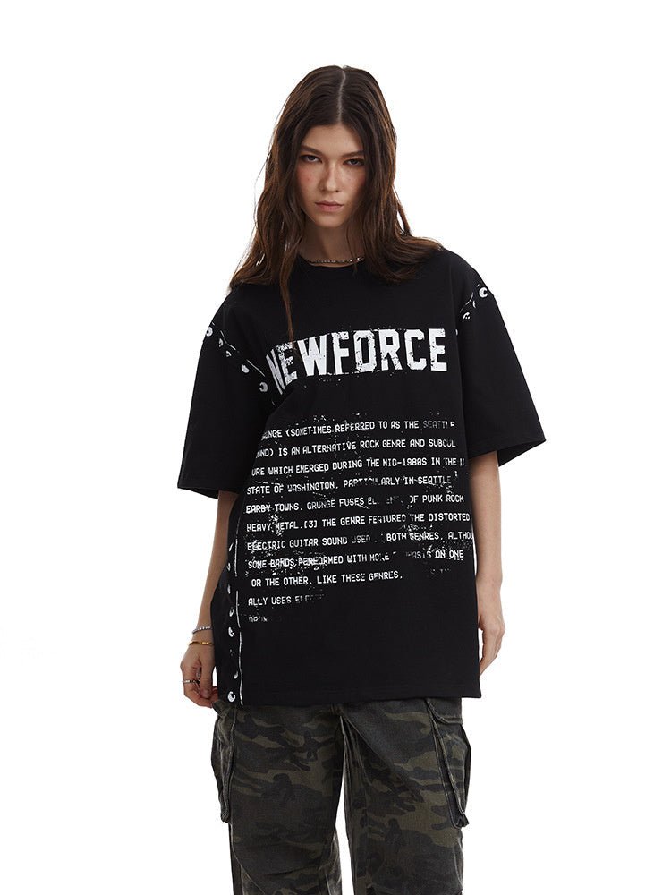 Unisex Vintage T-Shirt - Letter Print Loose My Store