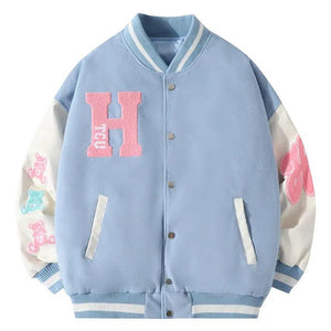 Embroidered Bear Casual Baseball Jacket - MRC STORE