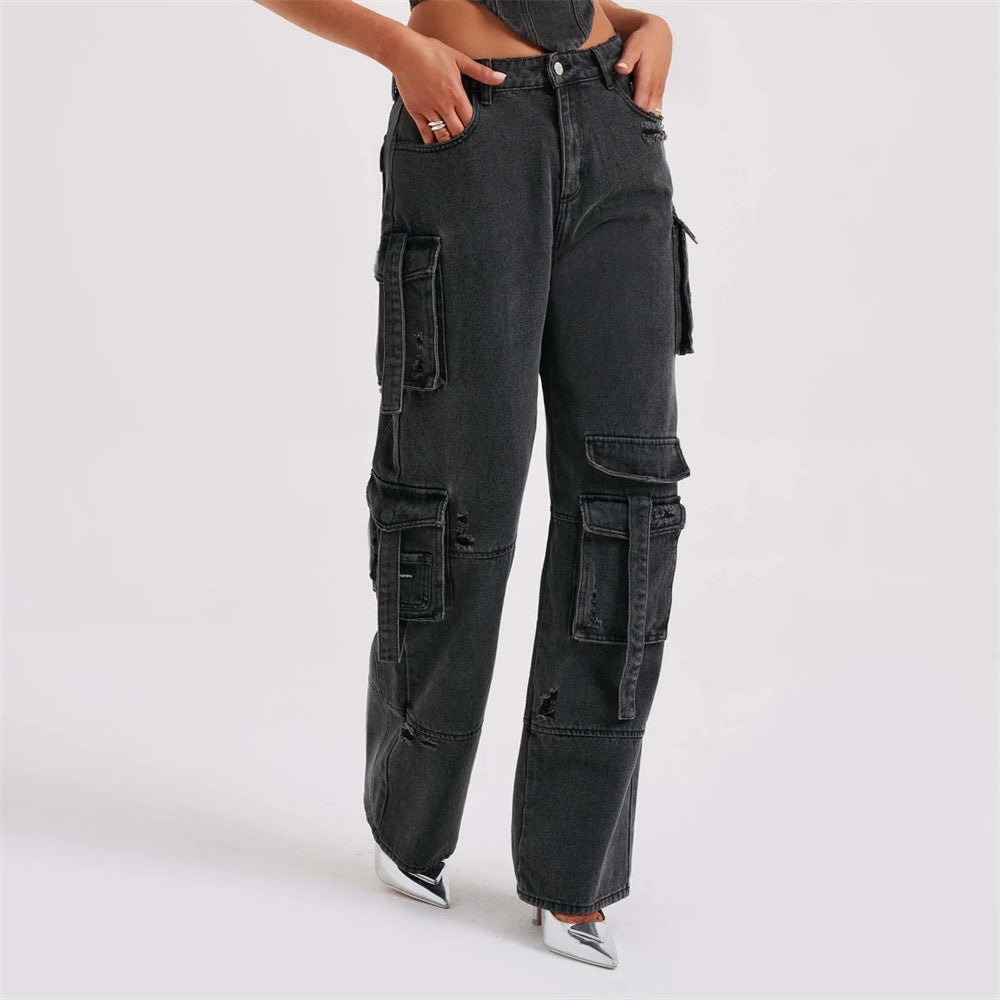 Women’s Low Waist Jeans - Tube Top Wide-Leg Set My Store  46.43