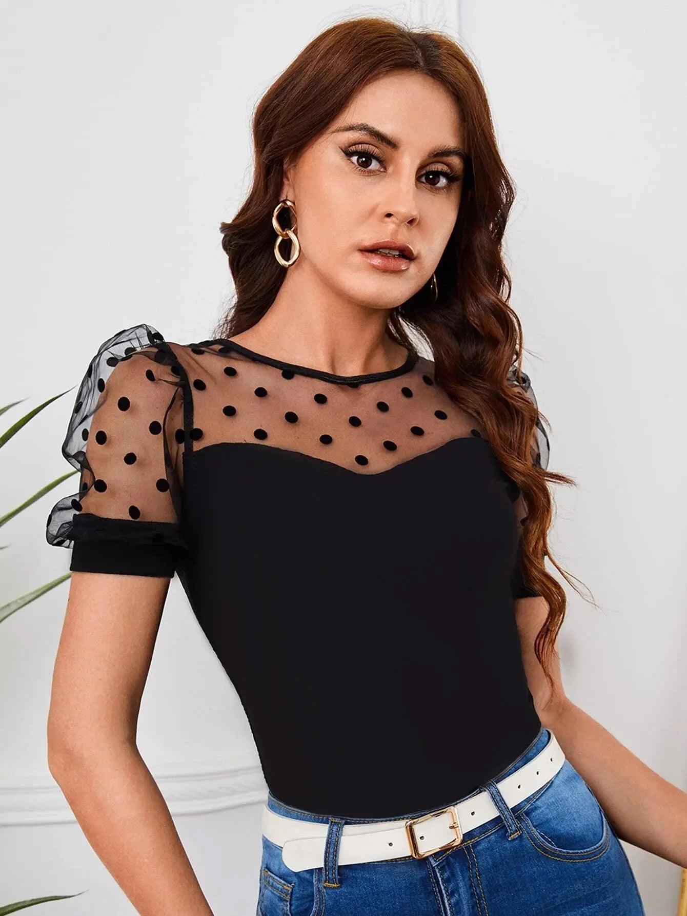 Polka Dot Mesh Top - MRC STORE