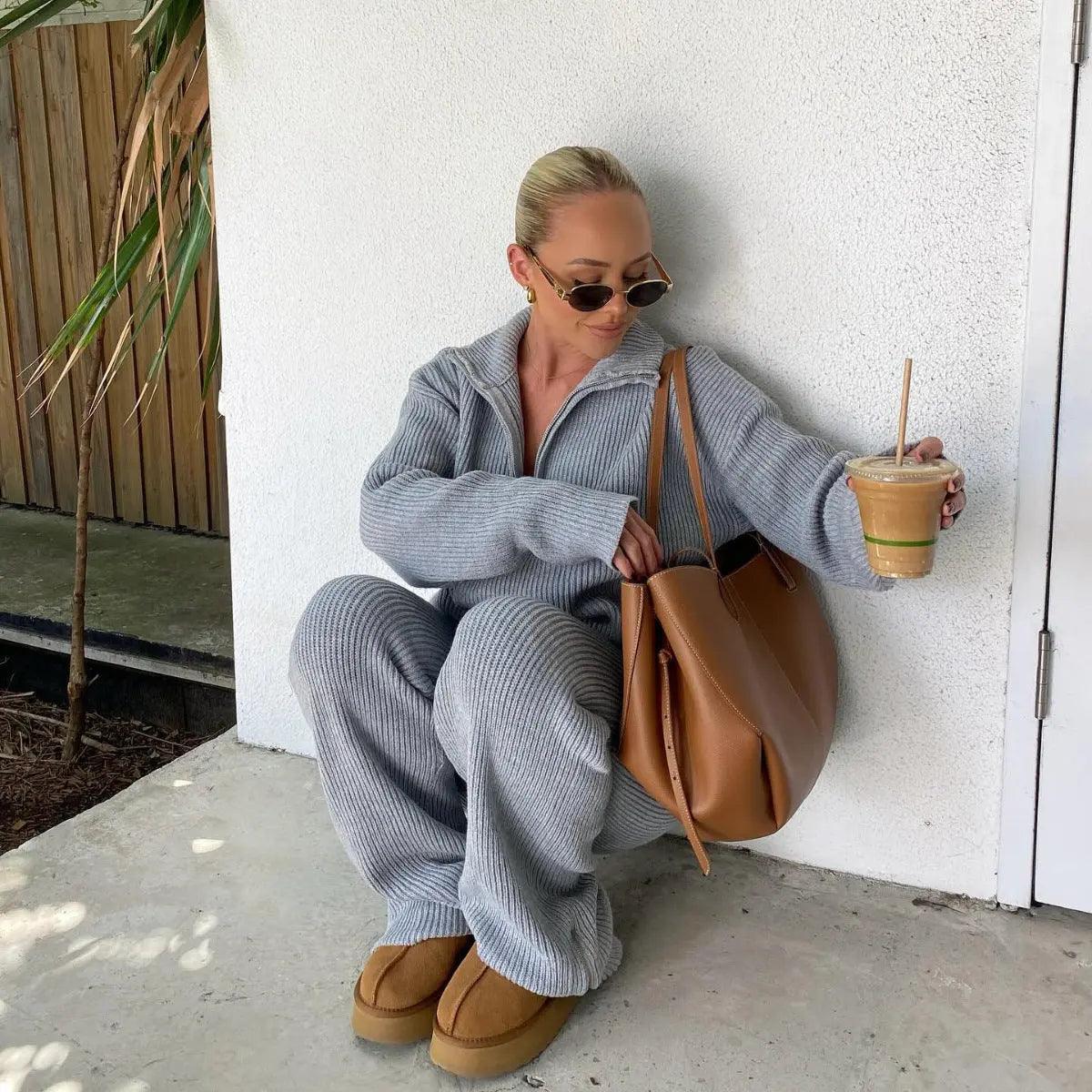 Comfortable Lapel Long Sleeve Pants Suit - MRC STORE