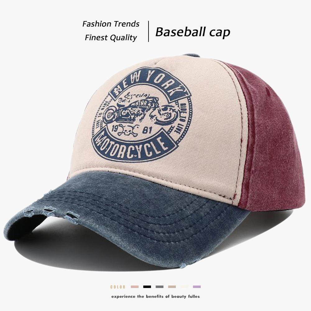 New York Motorcycle Printed Peaked Cap - MRC STORE