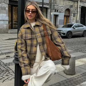 Plaid Woolen Jacket - MRC STORE