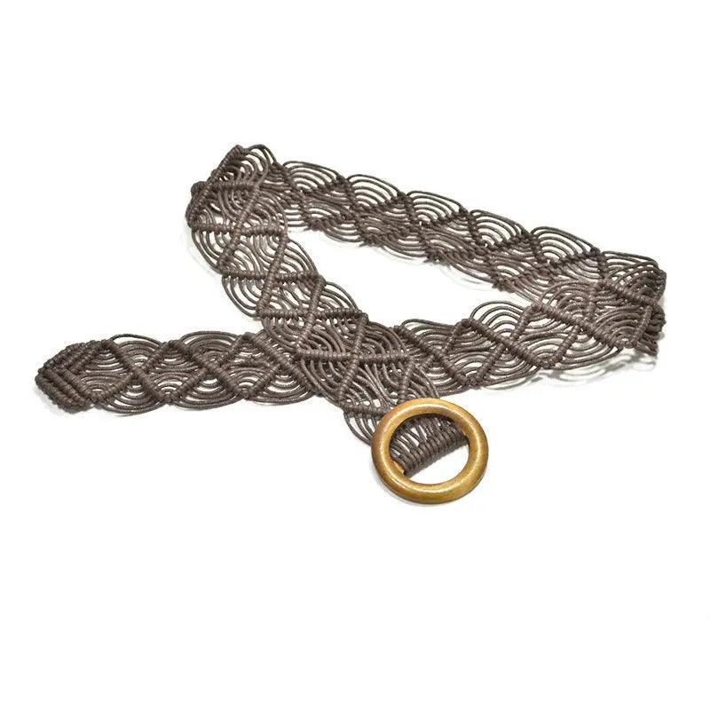 Vintage Woven Wooden Buckle Belt - MRC STORE