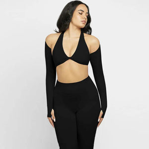 Long Sleeve Shawl Trousers Three-Piece Set - MRC STORE