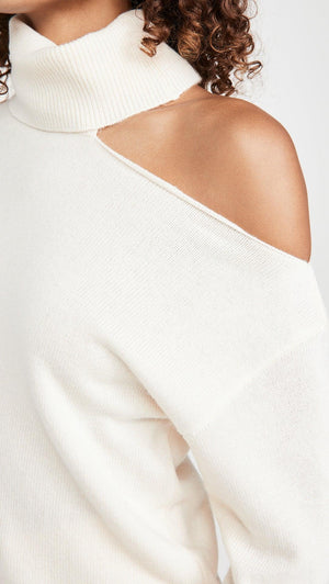 Elegant Off Shoulder Women's Sweater with Abstract Design - MRC STORE