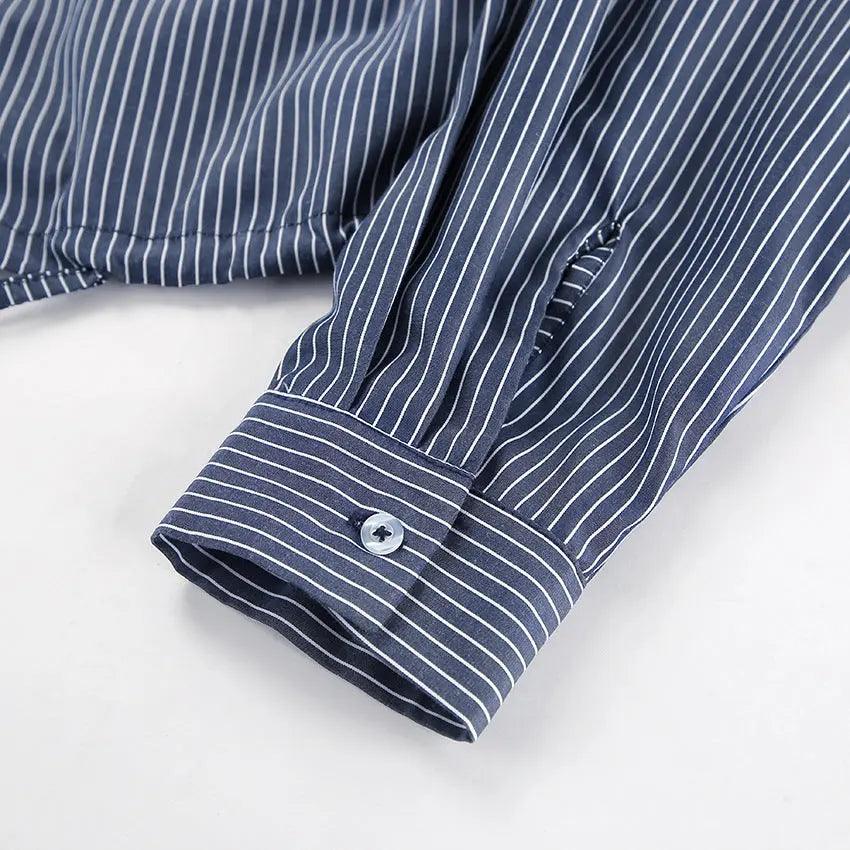 Cropped Striped Fashion Shirt - MRC STORE