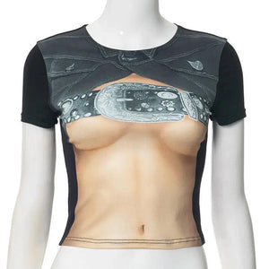 Floral Print Slim Fit Crop Top - MRC STORE