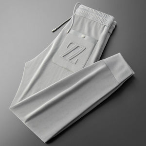 Embroidered Sports Style Casual Pants with ZZ Letters - MRC STORE