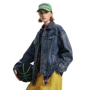 Distressed Punk Denim Jacket - MRC STORE