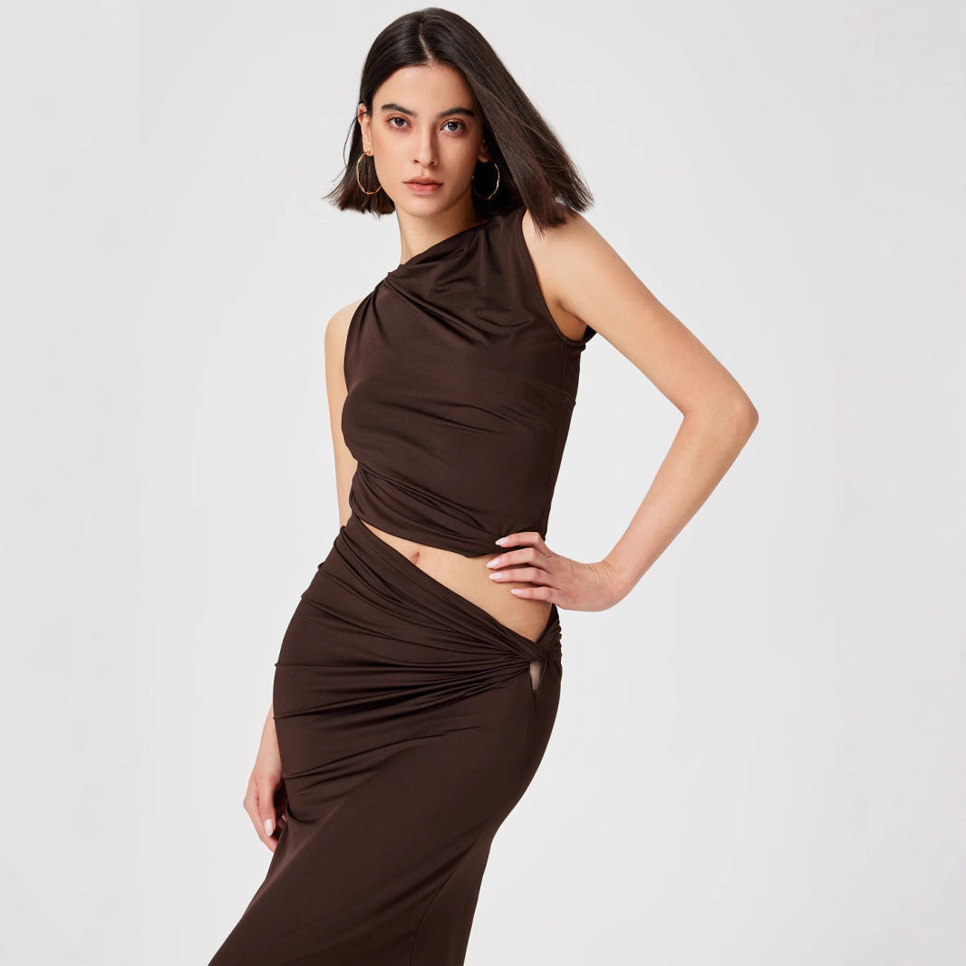 Women’s Fashion Suit - Sleeveless Long Skirt Set My Store