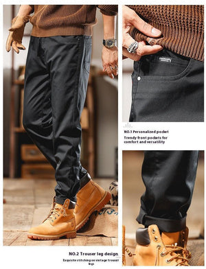 Solid Color Business Style Slim-Fitting Long Pants - MRC STORE