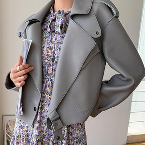 Genuine Sheepskin Leather Short Jacket - MRC STORE