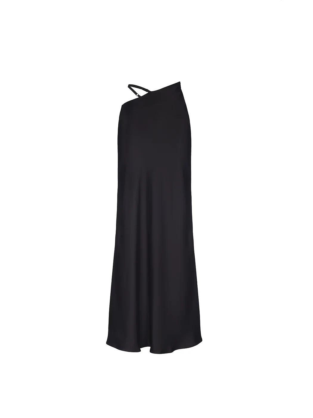 Solid Color Hollow-Out Bodycon Skirt Maxi Skirt – Elegant Polyester Long Skirt for Sophisticated Commute - MRC STORE