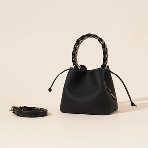 First-Layer Cowhide Woven Bucket Crossbody Bag MRC STORE 130.22