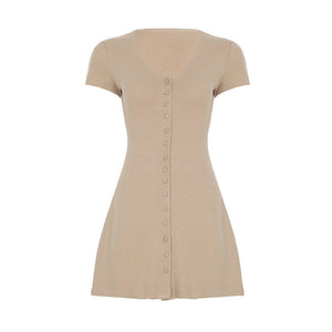 French Romantic Girl Style Base Breasted Knitted Dress - A-Line Skirt My Store  23.99