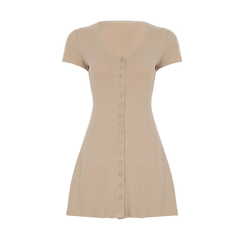 French Romantic Girl Style Base Breasted Knitted Dress - A-Line Skirt My Store  23.99