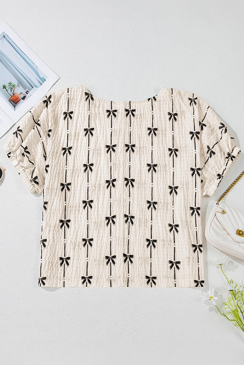 Women’s Summer Top - Bow Print Pullover My Store