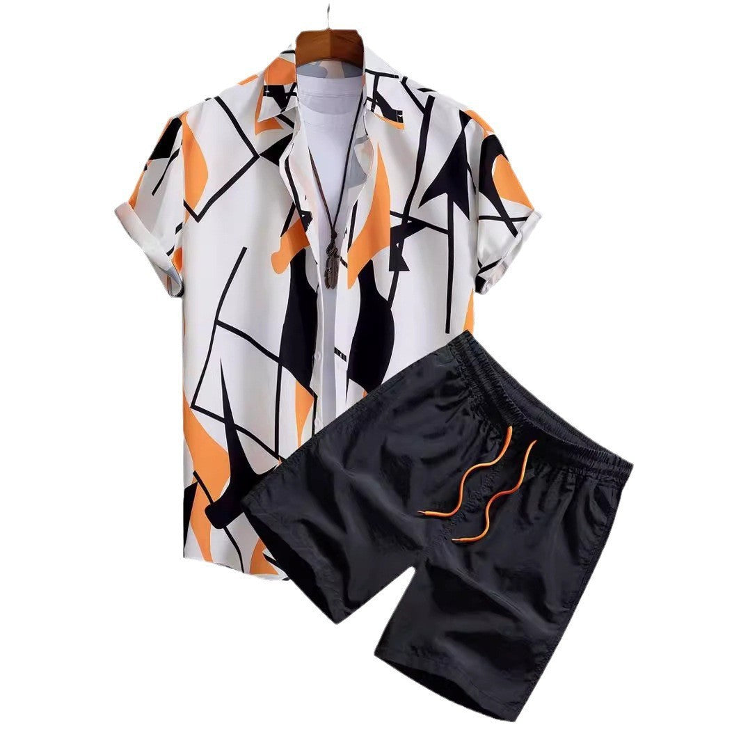 Men’s Beach Shirt Set - Digital Print Casual My Store