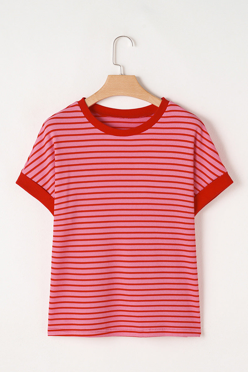 Women's Loose Striped Knitted T-Shirt – Casual Style My Store