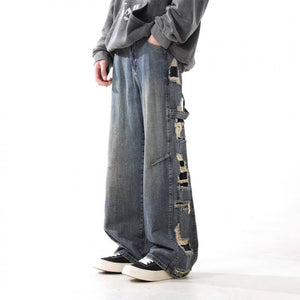 Men’s Ripped Jeans - Washed Loose Blue My Store
