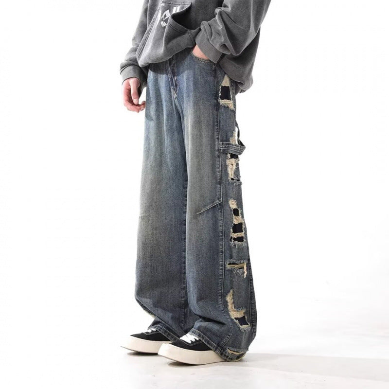 Men’s Ripped Jeans - Washed Loose Blue My Store