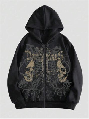 Skull Print Harajuku Hooded Sweatshirt MRC STORE  40.00