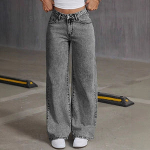 Vintage Bow Embroidered Washed Jeans for Women - Straight Loose Trousers My Store