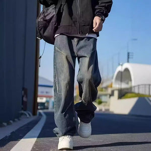Men’s Distressed Jeans - Retro Loose Blue Black My Store