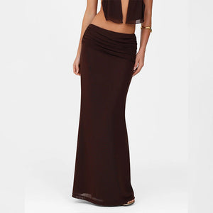 Women’s Halter Skirt Suit - Cut-Out Brown Set My Store