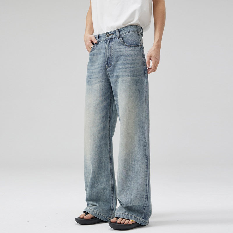 Men’s Light Blue Jeans - Washed Straight-Leg My Store