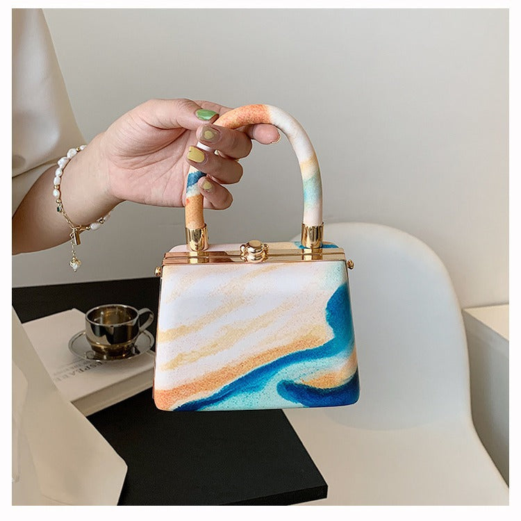 Contrast Color Artistic Ethnic Style Portable Clip Bag - Vibrant and Functional My Store