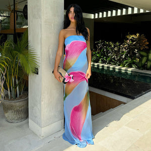 Women’s Chiffon Dress - Off-Shoulder Tube Long My Store