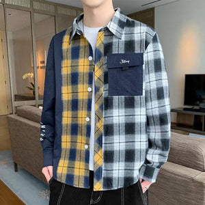 Plaid Long Sleeve Cardigan - MRC STORE