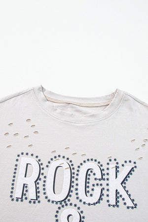 Unisex Ripped T-Shirt - Trendy Gray Loose My Store
