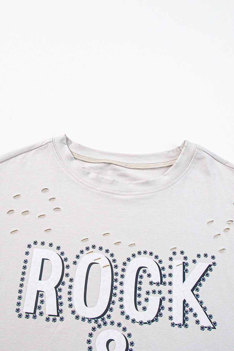 Unisex Ripped T-Shirt - Trendy Gray Loose My Store