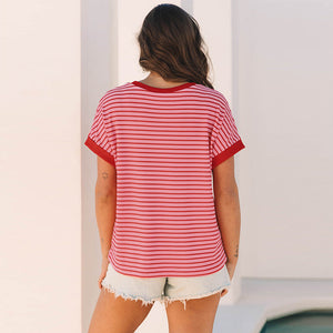 Women's Loose Striped Knitted T-Shirt – Casual Style My Store