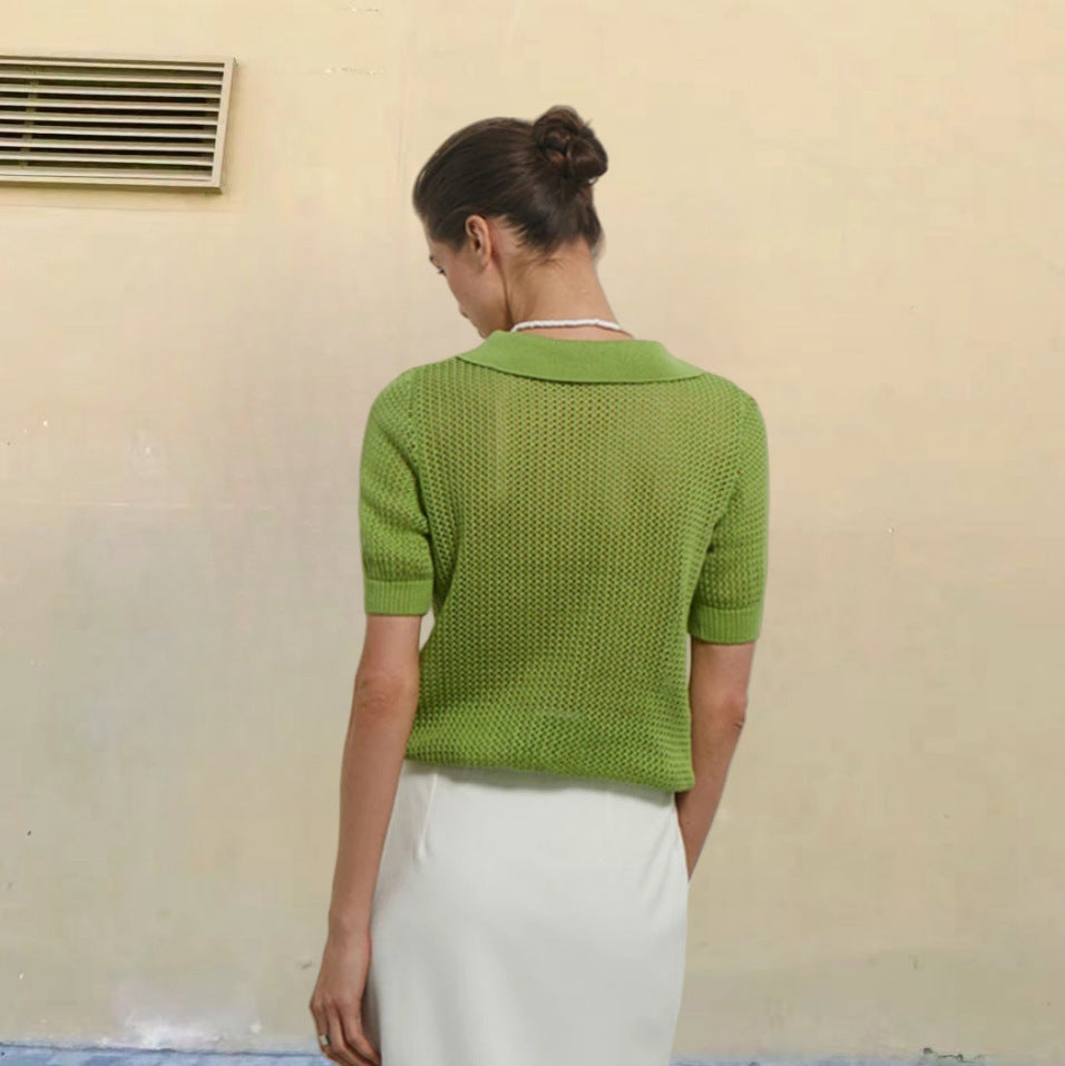 Women’s Knitwear Top - See-Through V-Neck My Store