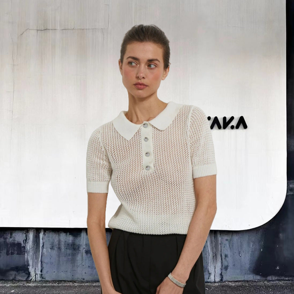Women’s Knitwear Top - See-Through V-Neck My Store