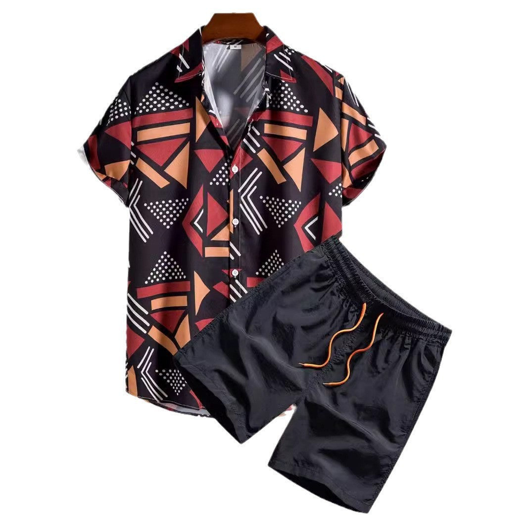 Men’s Beach Shirt Set - Digital Print Casual My Store