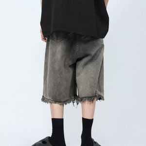 Men’s Distressed Jeans - Mid-Waist Washed Black My Store