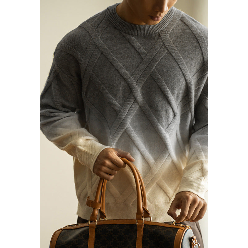 Diamond Lattice Sweater - Gradient Loose My Store  41.26