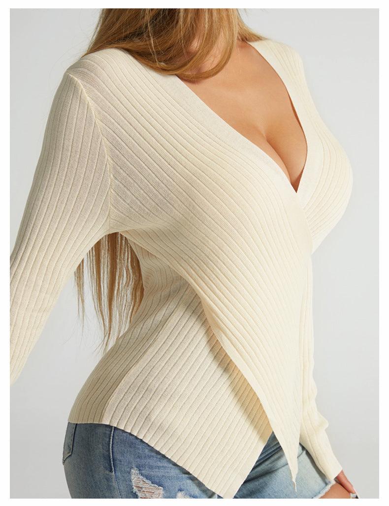 women's sweater Irregular Cross – Chic Pullover Top for a Fashion-Forward Look - MRC STORE