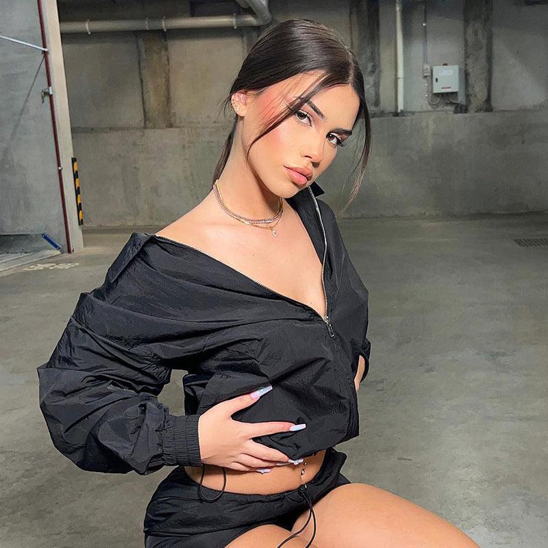 Solid Color Loose Thin Turn-down Collar Casual Coat - MRC STORE