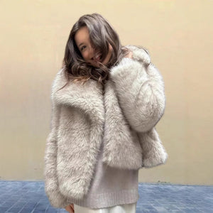 Faux Fur Collar Long Sleeve Winter Coat MRC STORE